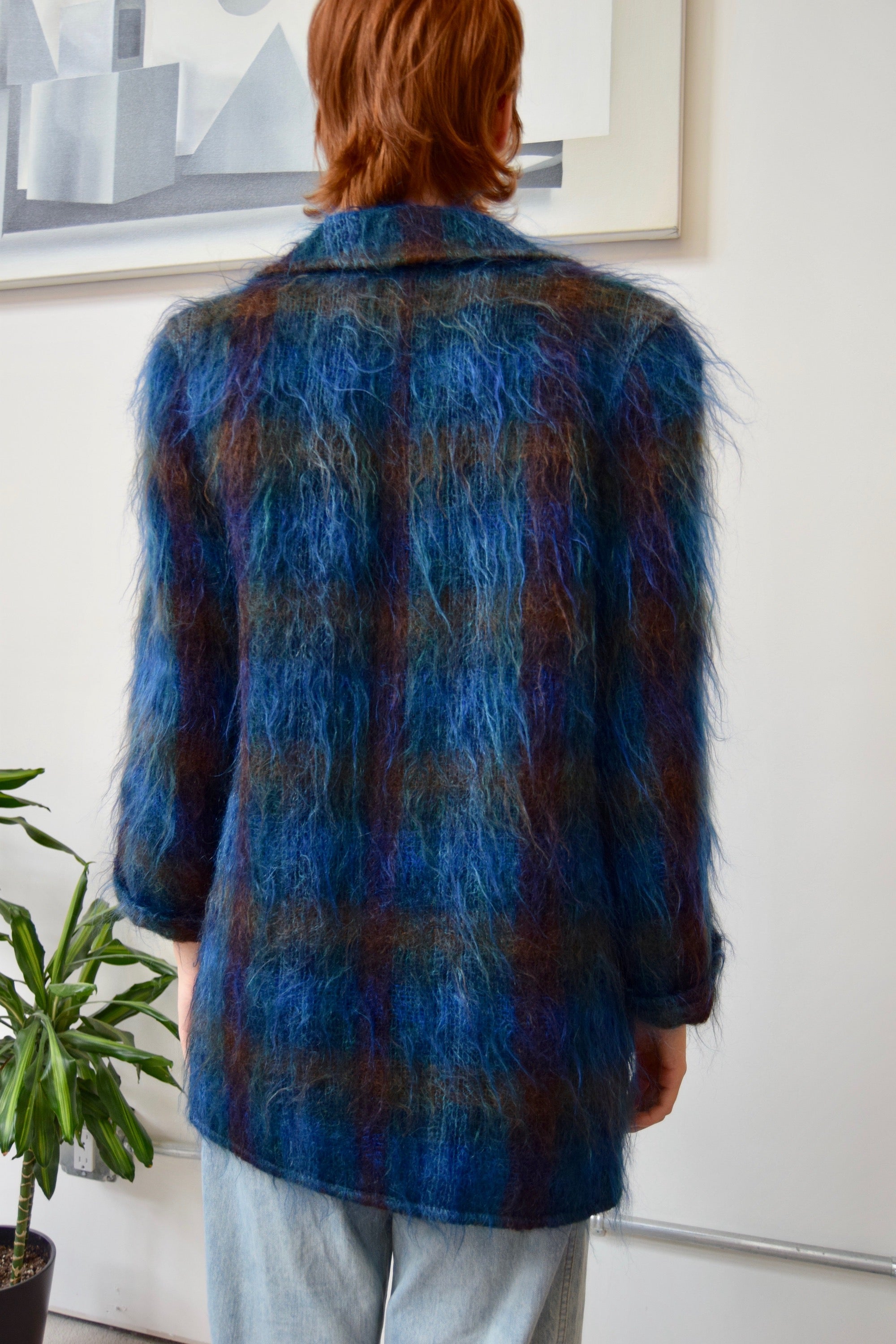 Mohair Plaid Blazer Coat