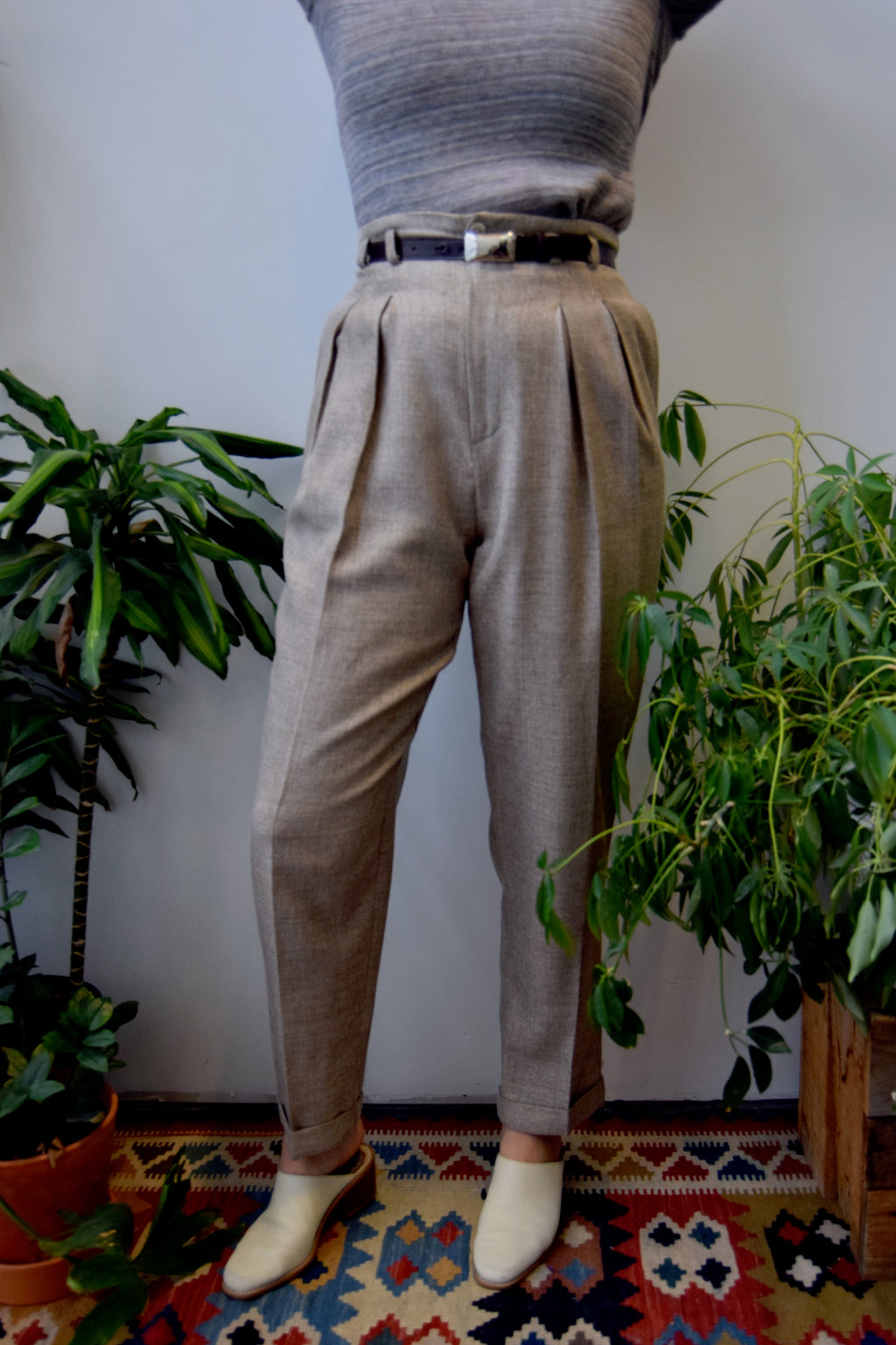 Belted Pleated Trousers