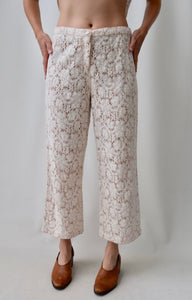 Cream Crochet Lace Trousers