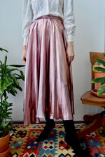 Metallic Pink Pleated Skirt