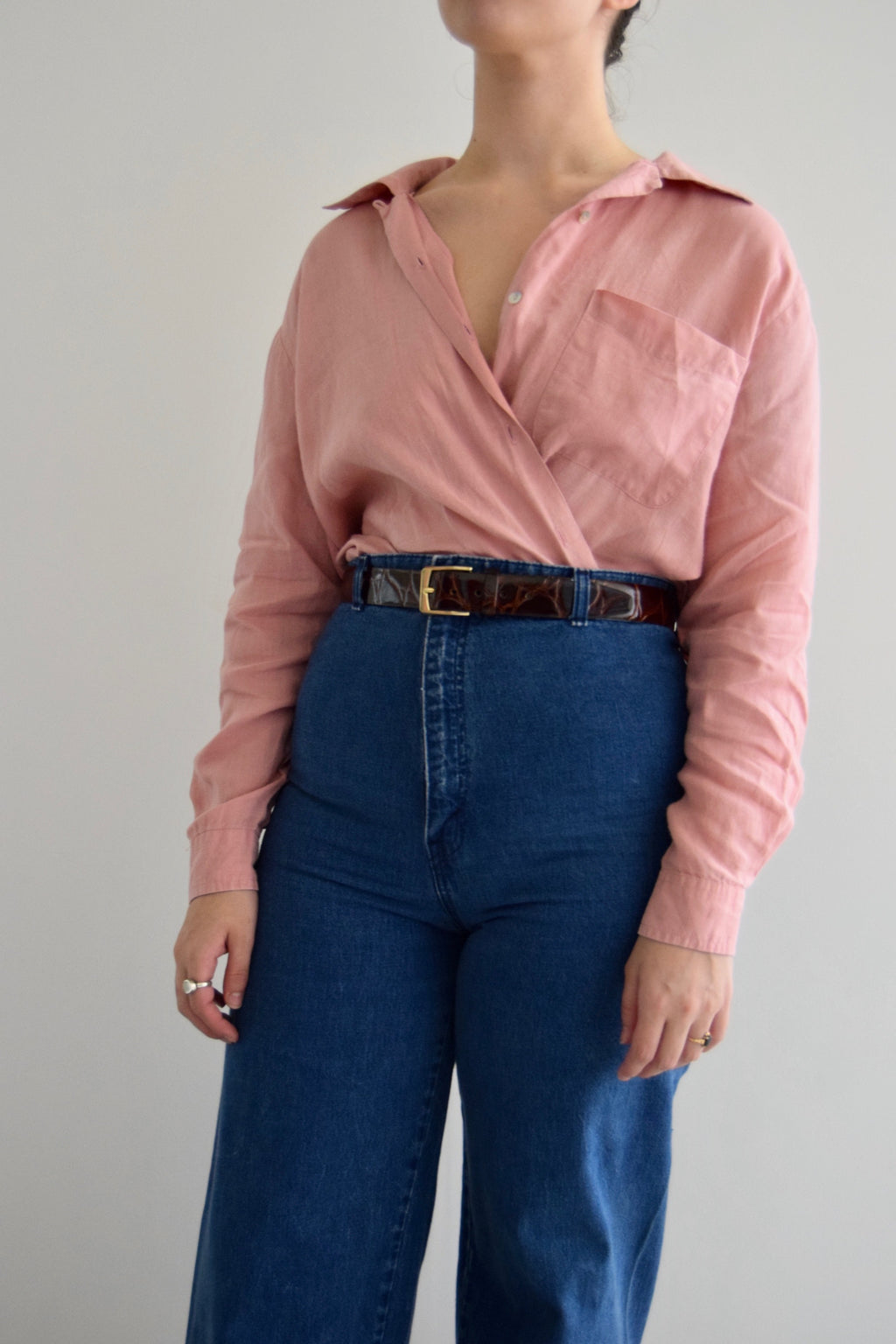 Pepto Pink Linen Long Sleeve Top