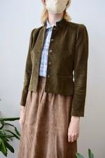 Olive Cord Ruffle Jacket