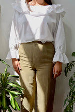 Olive Silk and Linen Trousers