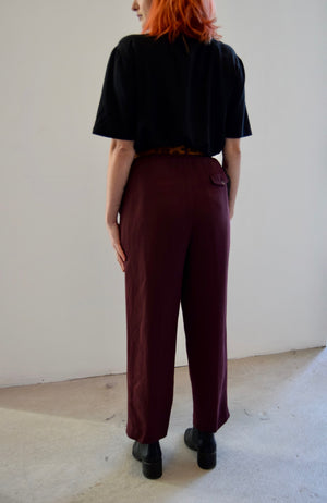 Shiraz Maroon Linen and Rayon Trousers