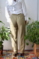 Olive Silk and Linen Trousers