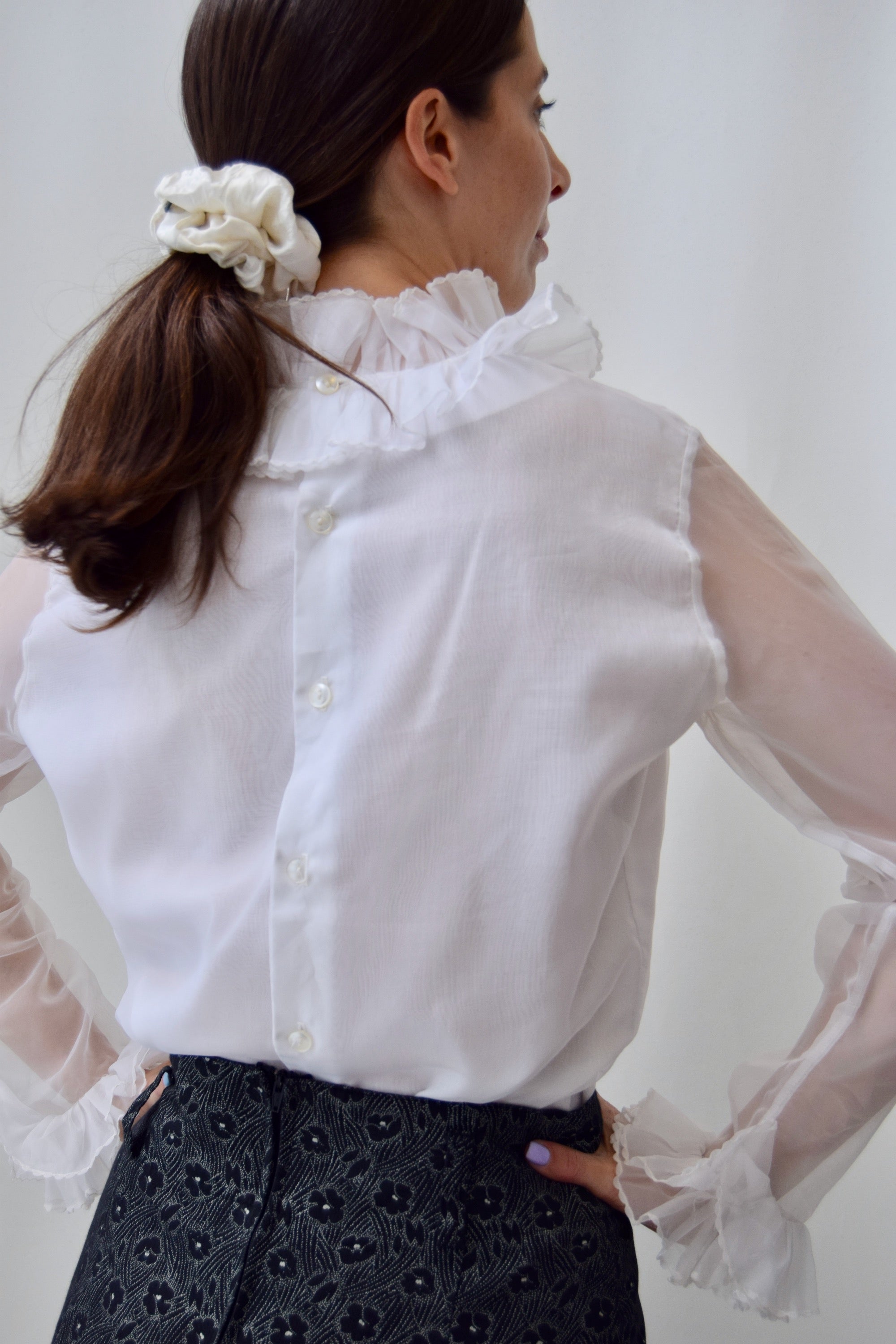 1960's White Ruffle Top