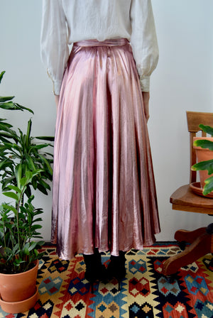 Metallic Pink Pleated Skirt