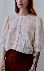Faintest Pink Cotton and Lace Puff Top