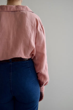 Pepto Pink Linen Long Sleeve Top
