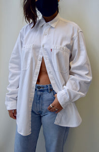 Nineties Levis White Cotton Button Up
