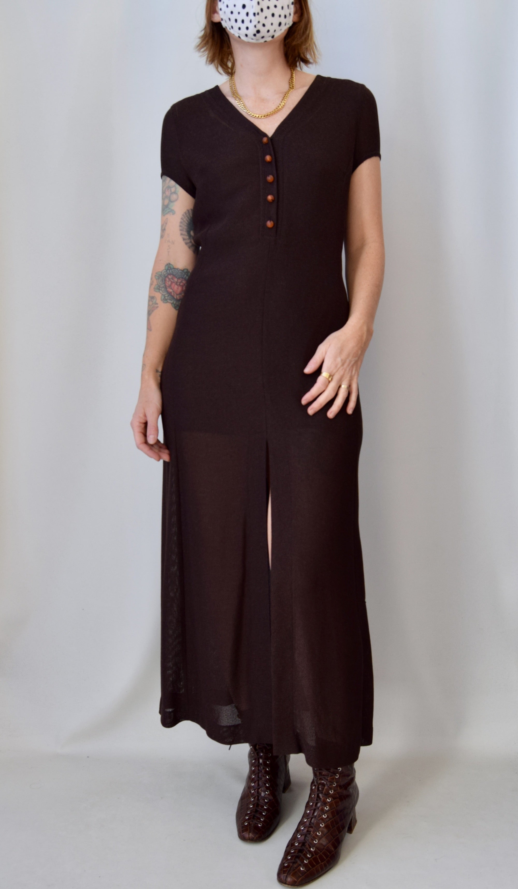 Semi Sheer Rayon Knit Maxi Dress