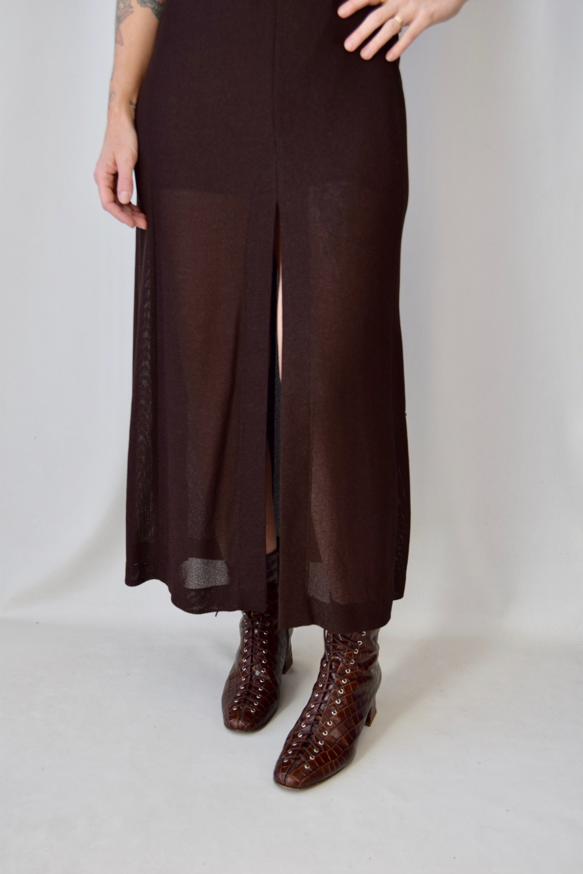 Semi Sheer Rayon Knit Maxi Dress