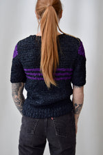 Purple Stripe Ribbon Knit Top