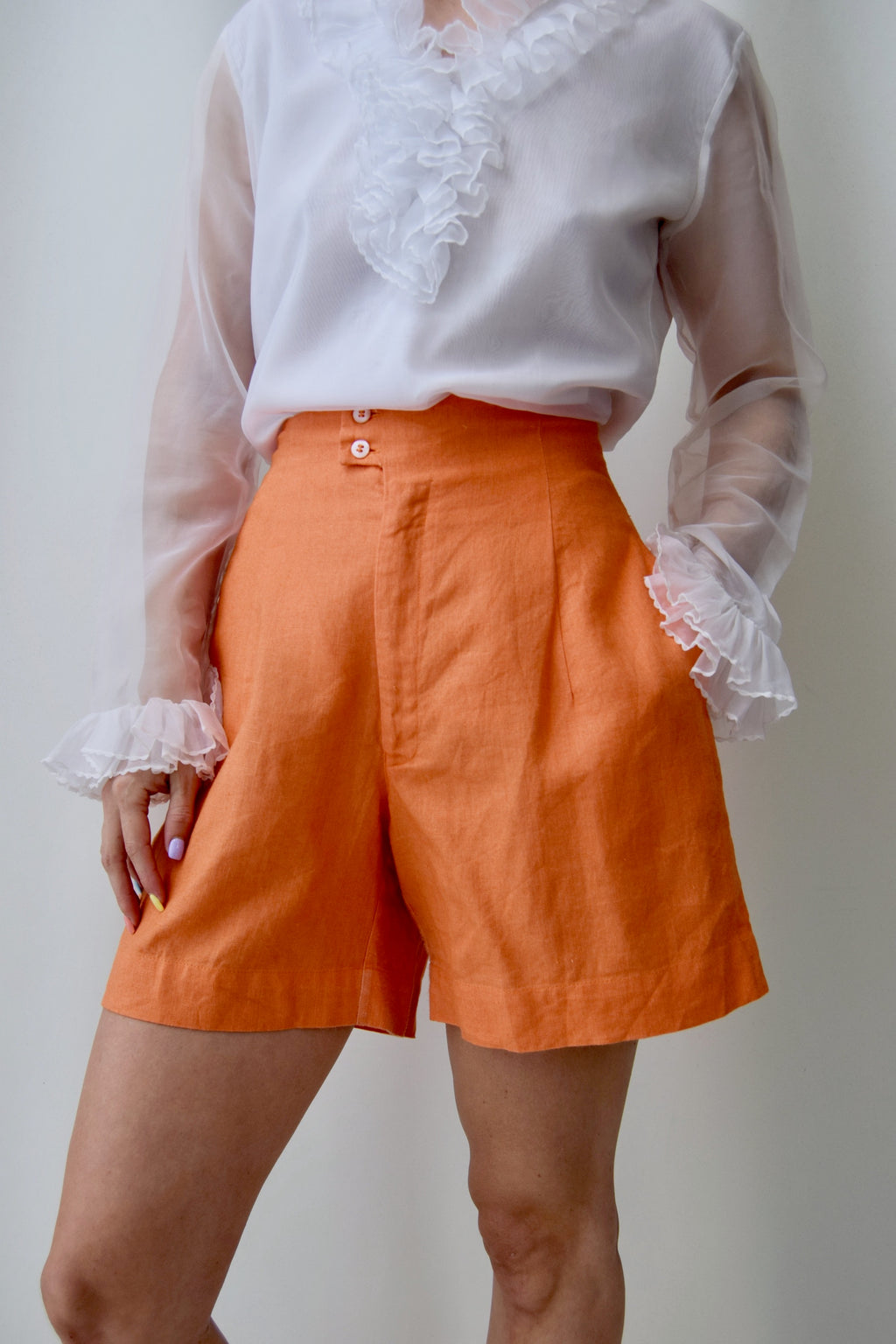 Tangerine Ramie Trouser Shorts