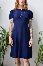 Forties Navy Semi Sheer Dress