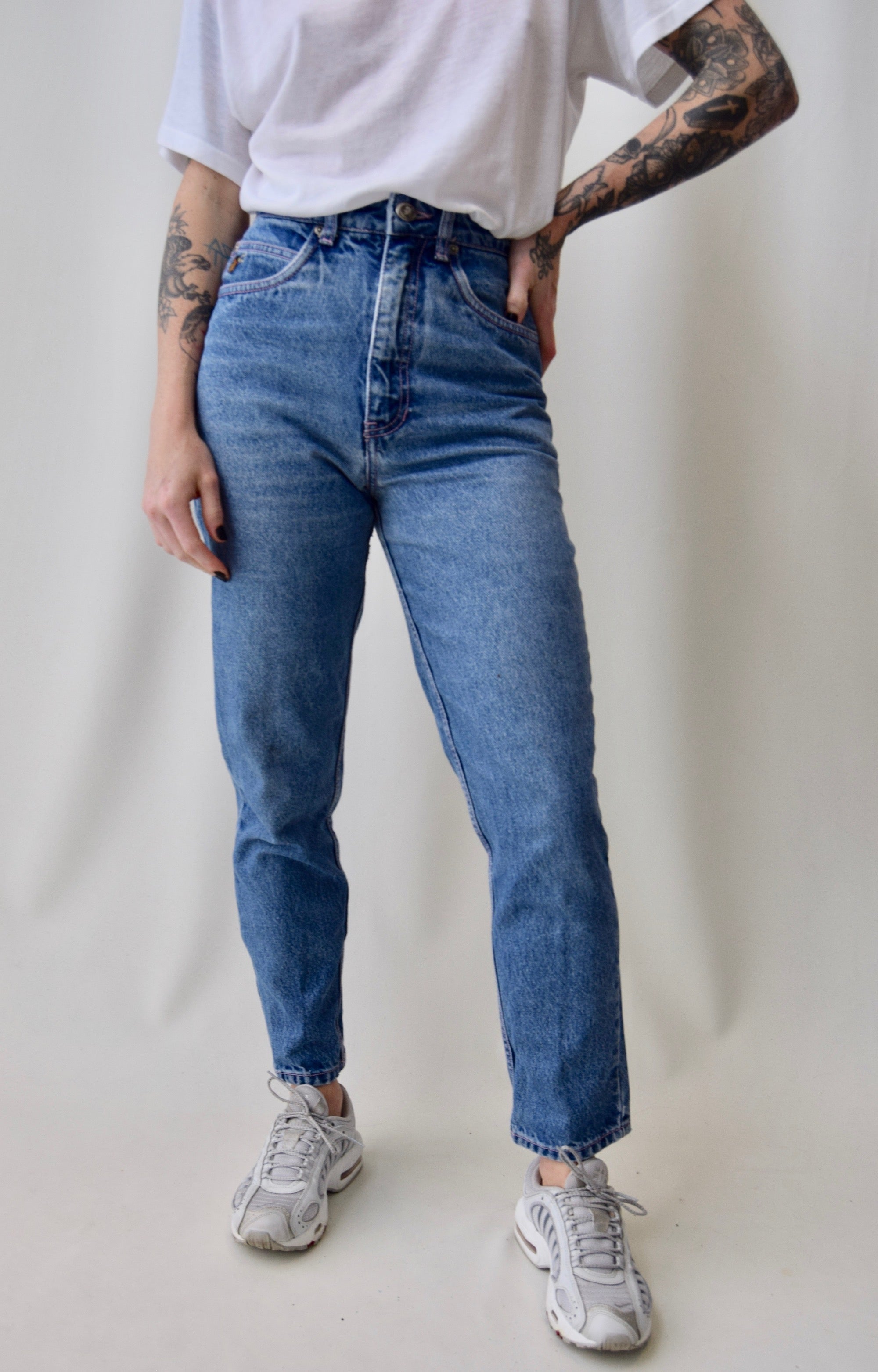 Pink Stitch Tapered Jeans