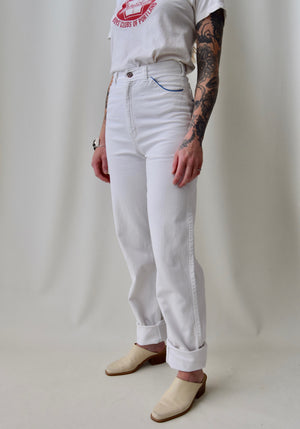 1970's White High Waisted "Pulse" Jeans