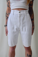 White Denim Bicycle Shorts