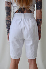 White Denim Bicycle Shorts