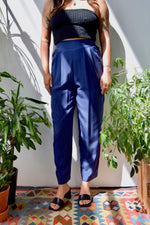 Navy Silk Trousers