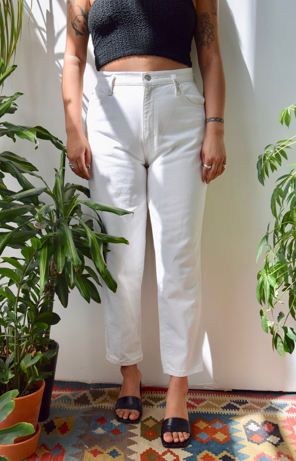 Sasson Cropped White Jeans