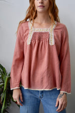 Seventies Rose Peasant Blouse