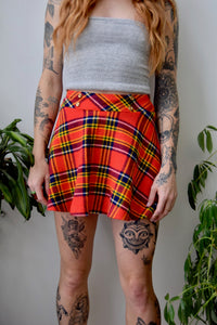 Seventies Plaid Skater Mini Skirt
