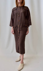 Brown Italian Linen Cocoon Dress