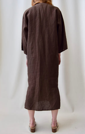 Brown Italian Linen Cocoon Dress