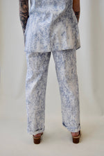 Vintage White and Blue Cotton Pant Suit