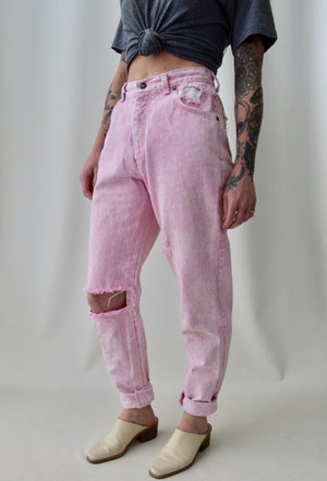 Thrashed Pink Acid Wash Levis Jeans