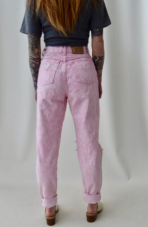 Thrashed Pink Acid Wash Levis Jeans