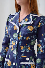 1970's Navy Floral Mini Dress