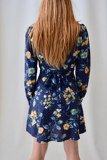 1970's Navy Floral Mini Dress