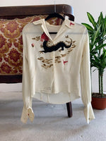 1940's "Art Originals of California" Hand Painted Dragon Blouse